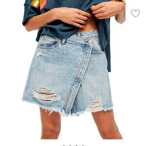 Free People Parker Wrap Denim Mini Skirt
